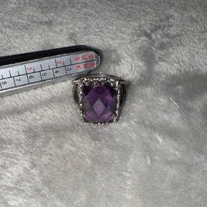 Elegant Purple Gemstone Ring Size 8